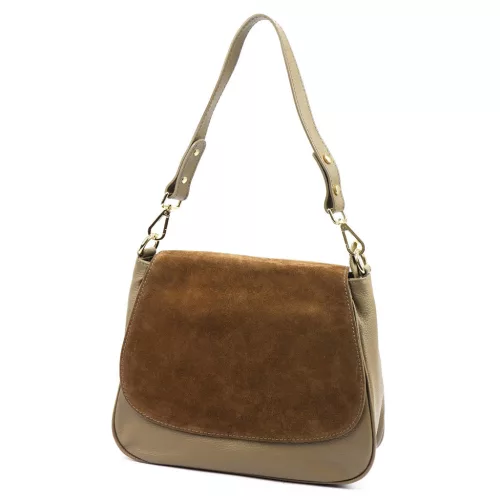 Luka 25-076 taupe női bőr válltáska 30 x 26 x 13 cm