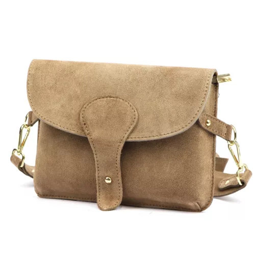 Luka 24-071 D INSTAGRAMKA drapp női velúr bőr oldaltáska 24.5 x 18 x 6 cm