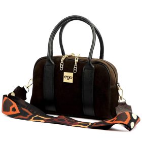   EGO ES0287IN 320025JZ női, barna velúr bőr kézitáska 27 x 17 x 11 cm