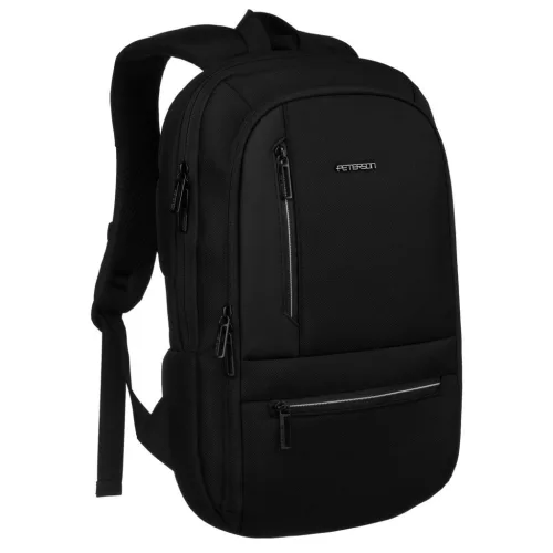 Peterson PTN-63105-6371 fekete hátizsák, laptop tartóval 15,6"  33 x 45 x 8 cm