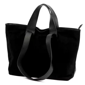   Luka 25-077 fekete női marhabőr-rostbőr kézitáska, válltáska 43 x 30 x 17 cm