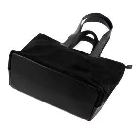   Luka 25-077 fekete női marhabőr-rostbőr kézitáska, válltáska 43 x 30 x 17 cm