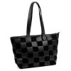 Luka 25-080 fekete-kockás női bőr válltáska 45 x 29 x 14 cm