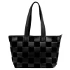 Luka 25-080 fekete-kockás női bőr válltáska 45 x 29 x 14 cm