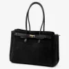 Camilla PREMIUM 10.004 fekete női velúr bőr válltáska 37 x 24 x 14 cm