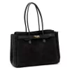 Camilla PREMIUM 10.004 fekete női velúr bőr válltáska 37 x 24 x 14 cm