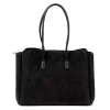 Camilla PREMIUM 10.004 fekete női velúr bőr válltáska 37 x 24 x 14 cm