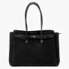 Camilla PREMIUM 10.004 fekete női velúr bőr válltáska 37 x 24 x 14 cm