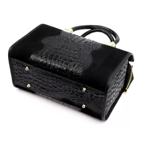   Luka 25-088 CROCO fekete krokodil mintás női bőr kézitáska 31.5 x 22.5 x 16 cm