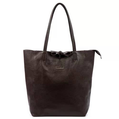 MiaMore 01-014 Z DOLLARO barna női bőr válltáska, shopper 40 x 38 x 13 cm