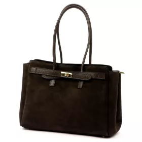   Camilla PREMIUM 10.004 barna női velúr bőr kézitáska 37 x 24 x 14 cm