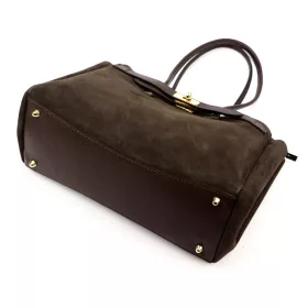   Camilla PREMIUM 10.004 barna női velúr bőr kézitáska 37 x 24 x 14 cm