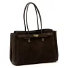 Camilla PREMIUM 10.004 barna női velúr bőr kézitáska 37 x 24 x 14 cm