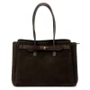 Camilla PREMIUM 10.004 barna női velúr bőr kézitáska 37 x 24 x 14 cm