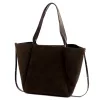 Luka 25-079 sötétbarna női velúr bőr válltáska, shopper 50 x 34 x 17 cm