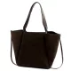Luka 25-079 sötétbarna női velúr bőr válltáska, shopper 50 x 34 x 17 cm