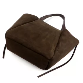   Luka 25-079 sötétbarna női velúr bőr válltáska, shopper 50 x 34 x 17 cm