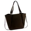 Luka 25-079 sötétbarna női velúr bőr válltáska, shopper 50 x 34 x 17 cm