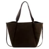 Luka 25-079 sötétbarna női velúr bőr válltáska, shopper 50 x 34 x 17 cm