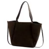 Luka 25-079 sötétbarna női velúr bőr válltáska, shopper 50 x 34 x 17 cm