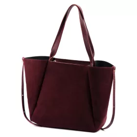   Luka 25-079 bordó női velúr bőr válltáska, shopper 50 x 34 x 17 cm