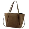 Luka 25-079 mogyoró színű női velúr bőr válltáska, shopper 50 x 34 x 17 cm