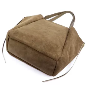   Luka 25-079 mogyoró színű női velúr bőr válltáska, shopper 50 x 34 x 17 cm
