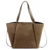 Luka 25-079 mogyoró színű női velúr bőr válltáska, shopper 50 x 34 x 17 cm
