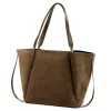 Luka 25-079 mogyoró színű női velúr bőr válltáska, shopper 50 x 34 x 17 cm