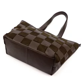   Luka 25-080 barna-kockás női bőr válltáska 45 x 29 x 14 cm