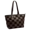 Luka 25-080 barna-kockás női bőr válltáska 45 x 29 x 14 cm