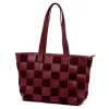 Luka 25-080 bordó-kockás női bőr válltáska 45 x 29 x 14 cm