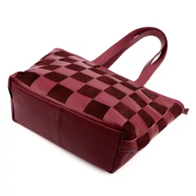   Luka 25-080 bordó-kockás női bőr válltáska 45 x 29 x 14 cm