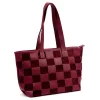 Luka 25-080 bordó-kockás női bőr válltáska 45 x 29 x 14 cm