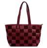 Luka 25-080 bordó-kockás női bőr válltáska 45 x 29 x 14 cm
