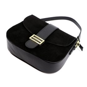   Luka 26-001 fekete női bőr kézitáska, oldaltáska 27 x 21 x 10 cm