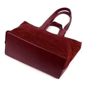   Luka 25-077 bordó női marhabőr-rostbőr bőr kézitáska, válltása 43 x 30 x 17 cm