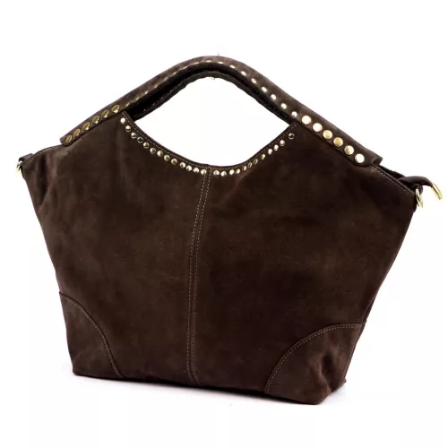 Camilla PREMIUM 10.003 barna női velúr bőr kézitáska 50 x 30 x 12 cm