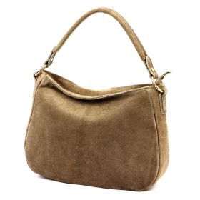   Luka 24-085 GOLD világosbarna női velúr bőr kézitáska 31 x 23 x 8 cm