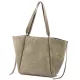 Luka 25-079 drapp női velúr bőr válltáska, shopper 50 x 34 x 17 cm