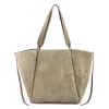 Luka 25-079 drapp női velúr bőr válltáska, shopper 50 x 34 x 17 cm