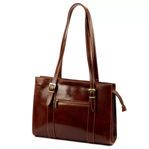 Florence 54 ZIP barna női bőr válltáska 36 x 27 x 12 cm