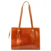 Florence 54 ZIP konyakbarna női bőr válltáska 36 x 27 x 12 cm