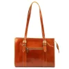 Florence 54 ZIP konyakbarna női bőr válltáska 36 x 27 x 12 cm