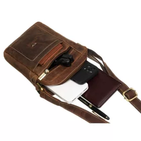   Peterson PTN 2505840-NSH barna férfi bőr oldaltáska 16 x 21 x 6 cm