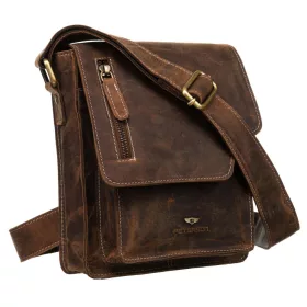   Peterson PTN PTE-NSH barna férfi bőr oldaltáska 18.5 x 23 x 11 cm