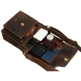   Peterson PTN PTE-NSH barna férfi bőr oldaltáska 18.5 x 23 x 11 cm