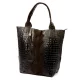 Luka 26-026 sötétbarna női krokodil mintás bőr válltáska, shopper 40 x 36 x 19 cm