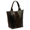 Luka 26-026 sötétbarna női krokodil mintás bőr válltáska, shopper 40 x 36 x 19 cm