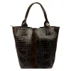 Luka 26-026 sötétbarna női krokodil mintás bőr válltáska, shopper 40 x 36 x 19 cm